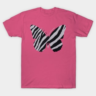 Black and White Zebra Butterfly T-Shirt